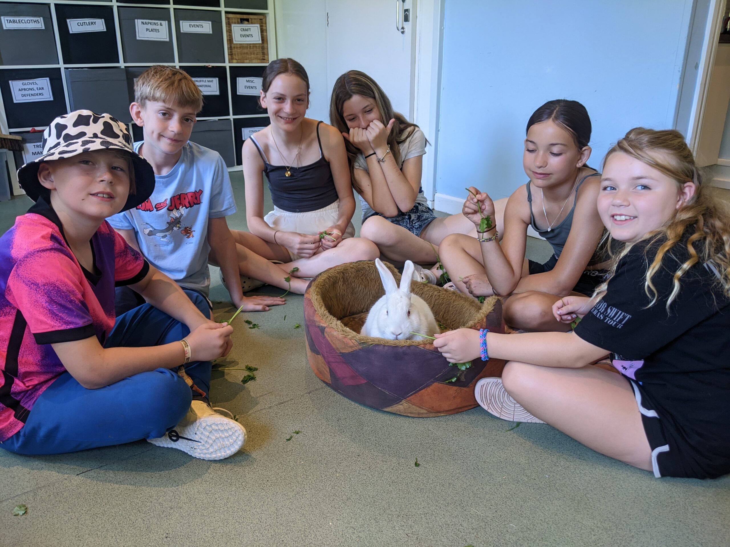 Children at Animal Days with Perry the rabbit