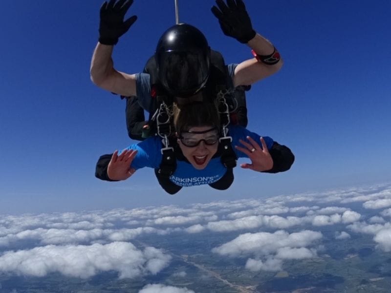 Photo of people doing a tandem skydive