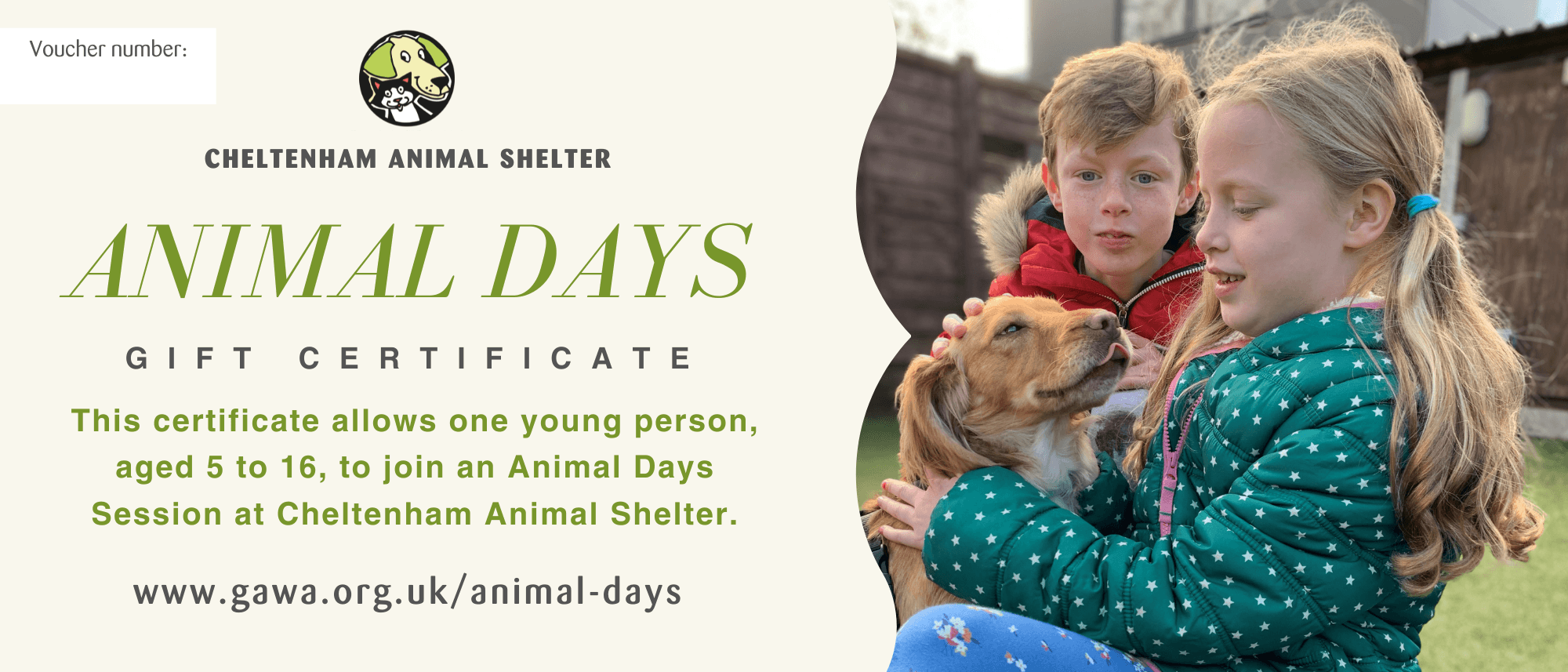 Animal Days gift voucher certificate p1
